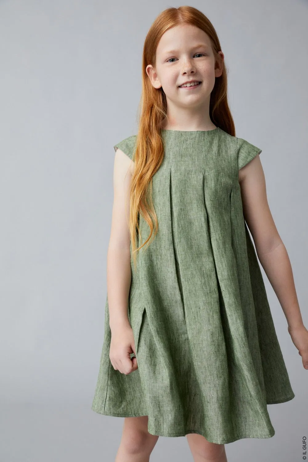 ILG Sage Green Cap Sleeve Linen Dress