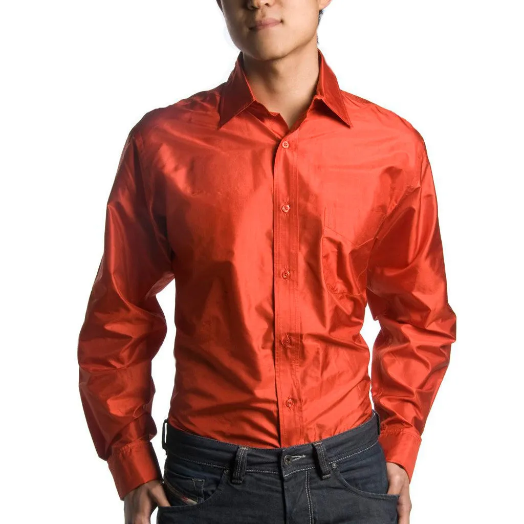 Indo French Cuff Red Men's Silk Shirt