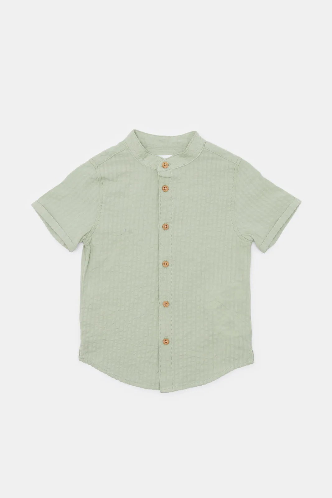 Infant Boys Olive Mandarin Henley Shirt