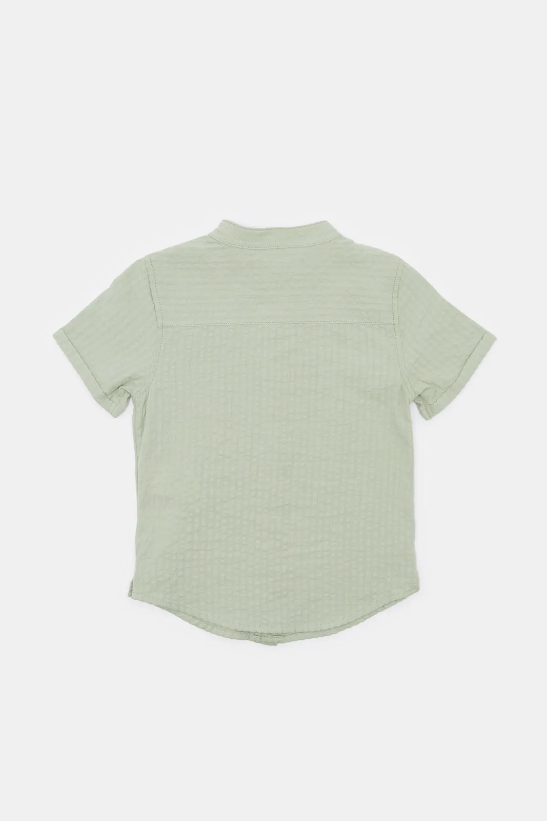 Infant Boys Olive Mandarin Henley Shirt