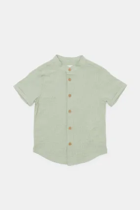 Infant Boys Olive Mandarin Henley Shirt