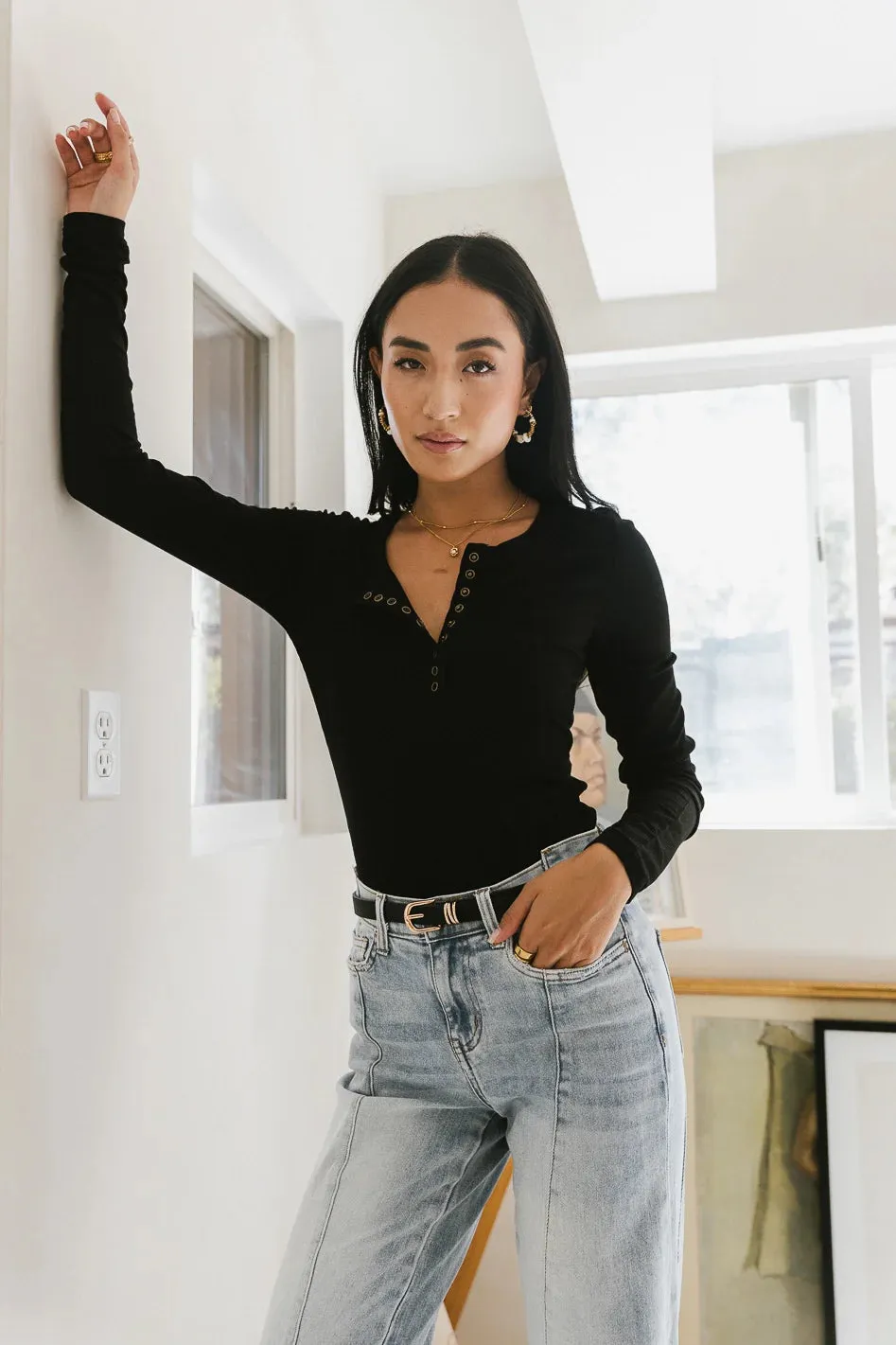 Ivanna Henley Top in Black