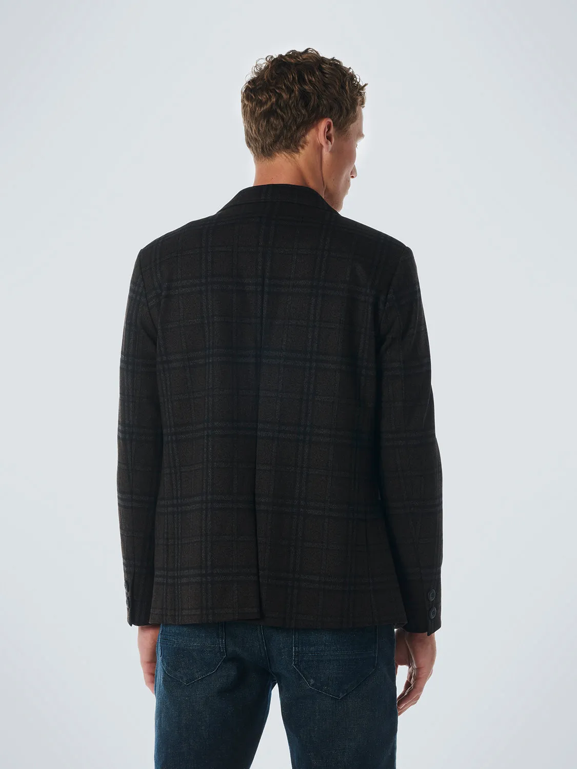 Jersey Stretch Check Blazer: Coffee