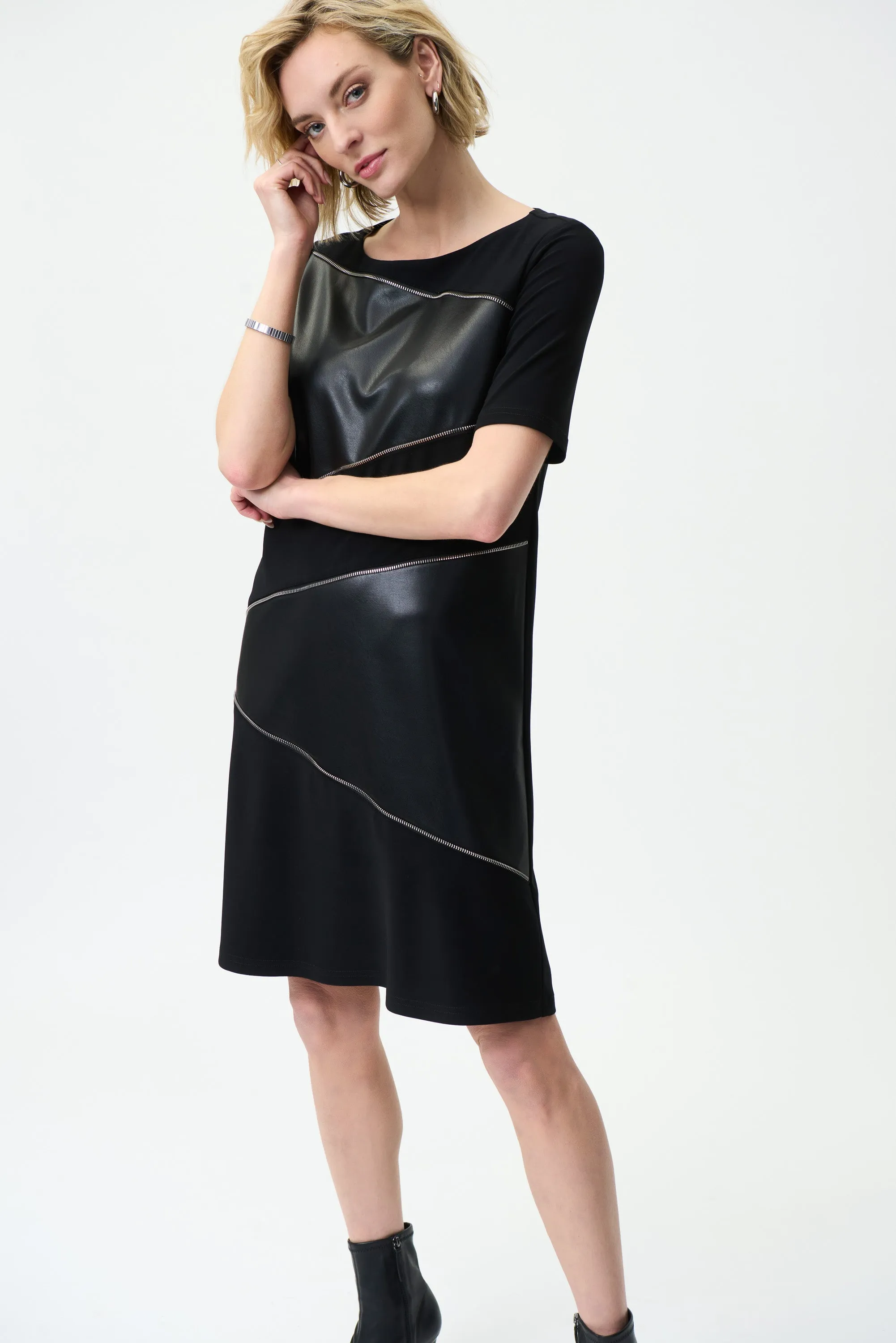 Joseph Ribkoff  Asymmetric Short Sleeve Dress