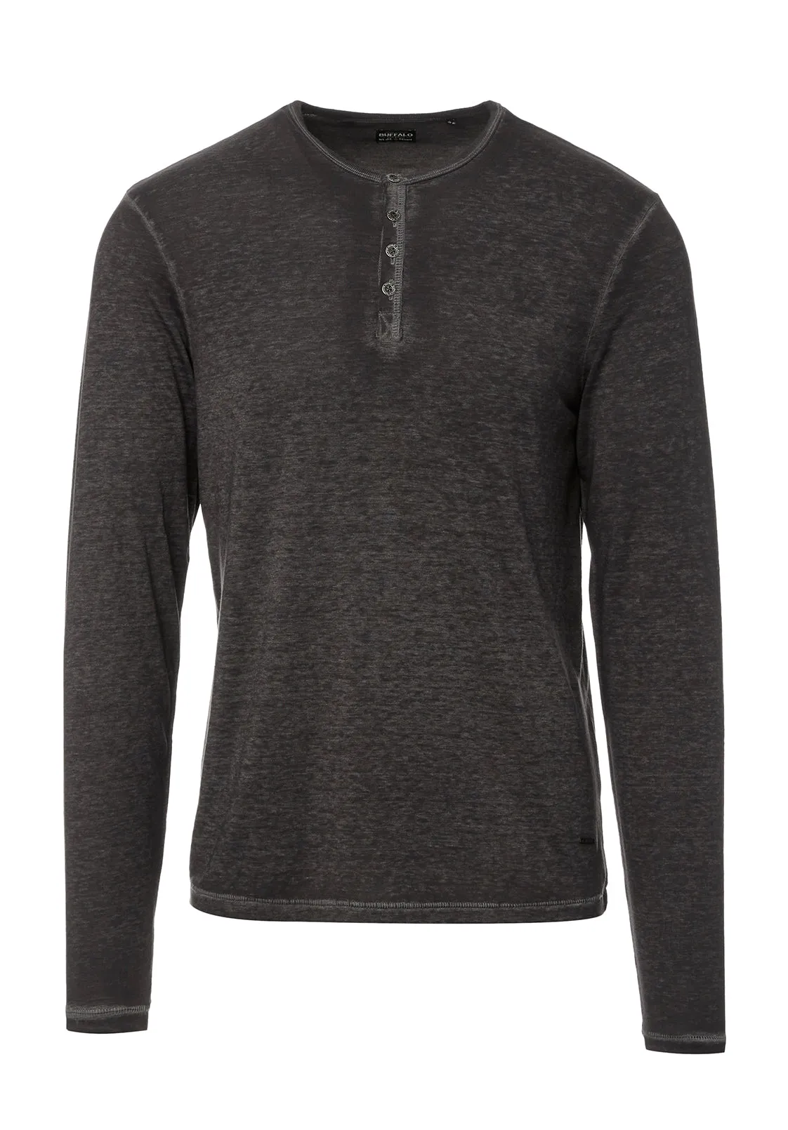 Kaduk Men's Long-Sleeve Henley Top in Black - BM24041