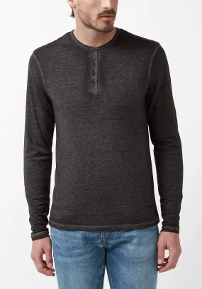 Kaduk Men's Long-Sleeve Henley Top in Black - BM24041