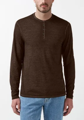 Kaduk Men's Long-Sleeve Henley Top in Brown - BM24041