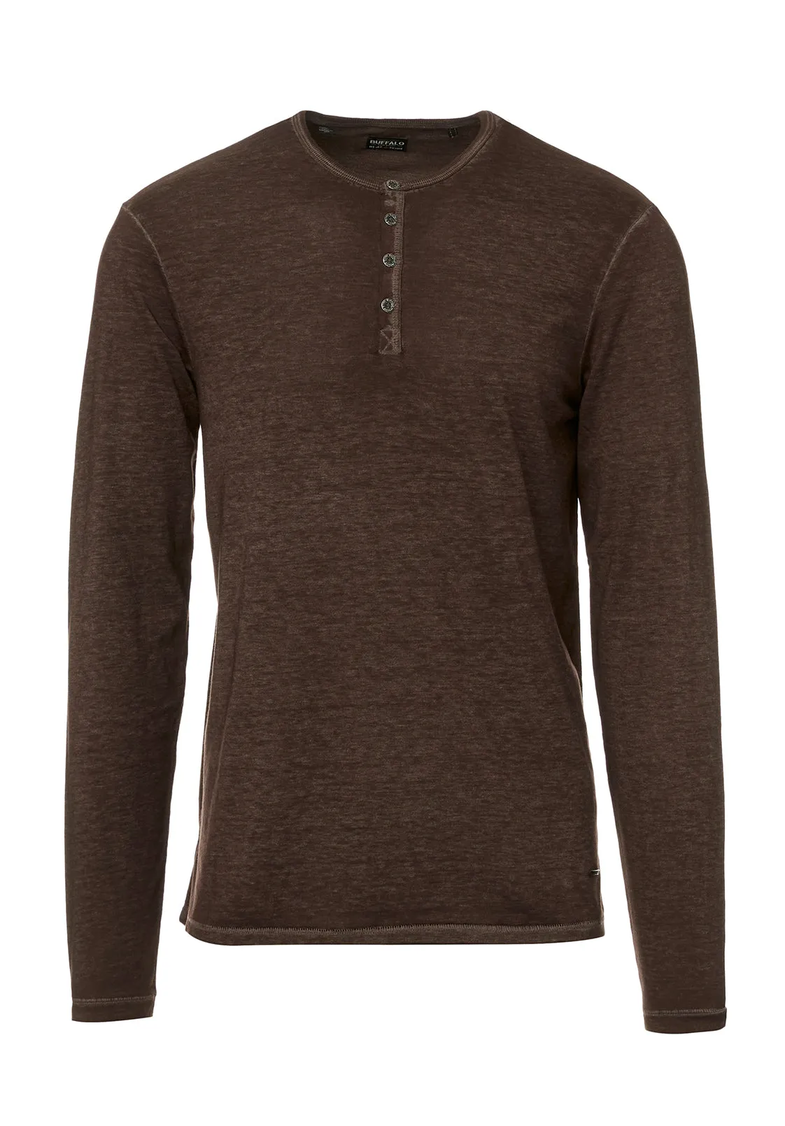 Kaduk Men's Long-Sleeve Henley Top in Brown - BM24041