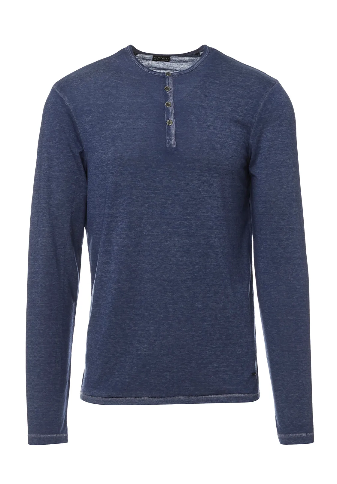 Kaduk Men's Long-Sleeve Henley Top in Dark Blue - BM24041