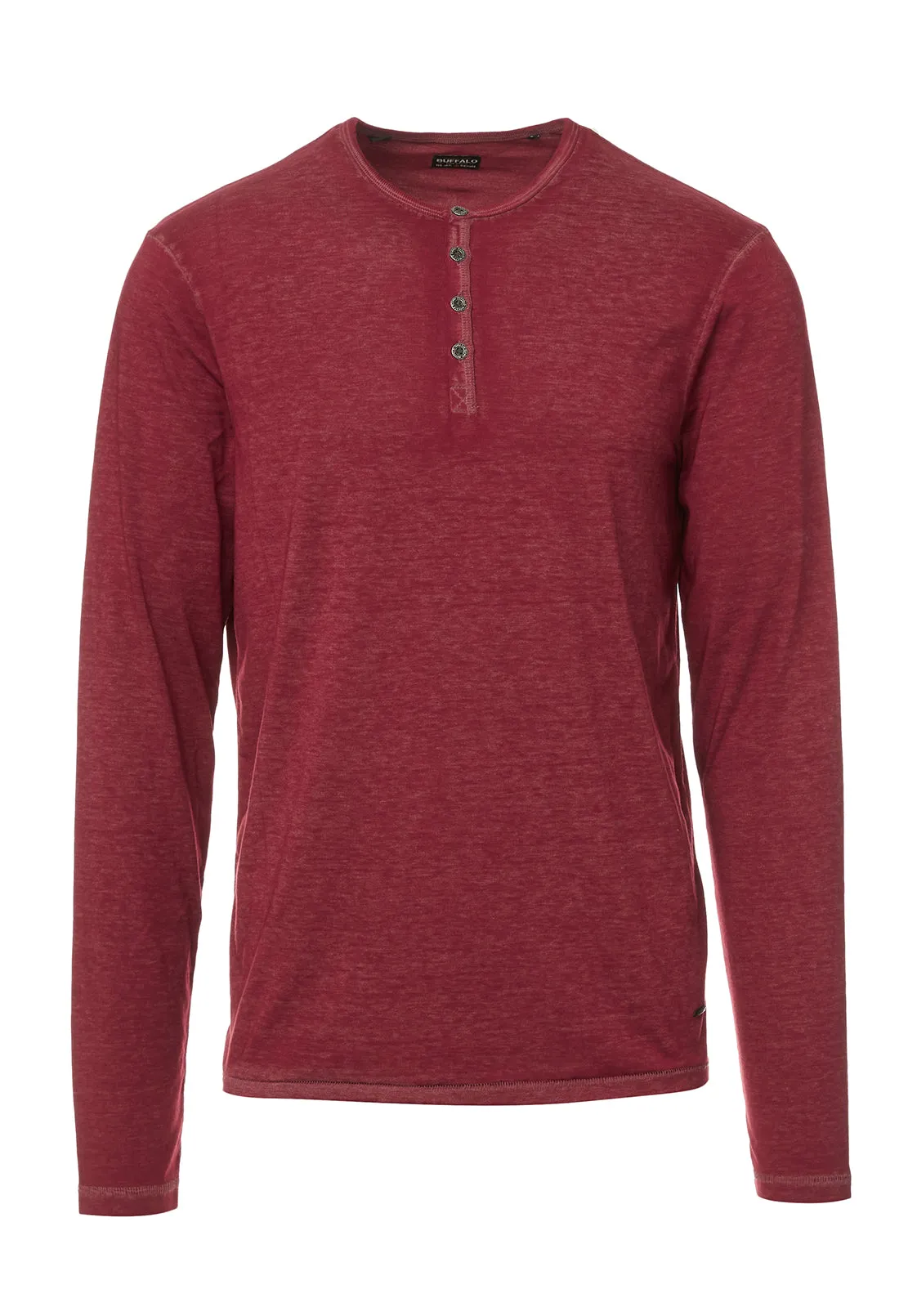 Kaduk Men's Long-Sleeve Henley Top in Dark Red - BM24041