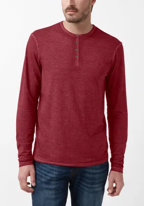 Kaduk Men's Long-Sleeve Henley Top in Dark Red - BM24041