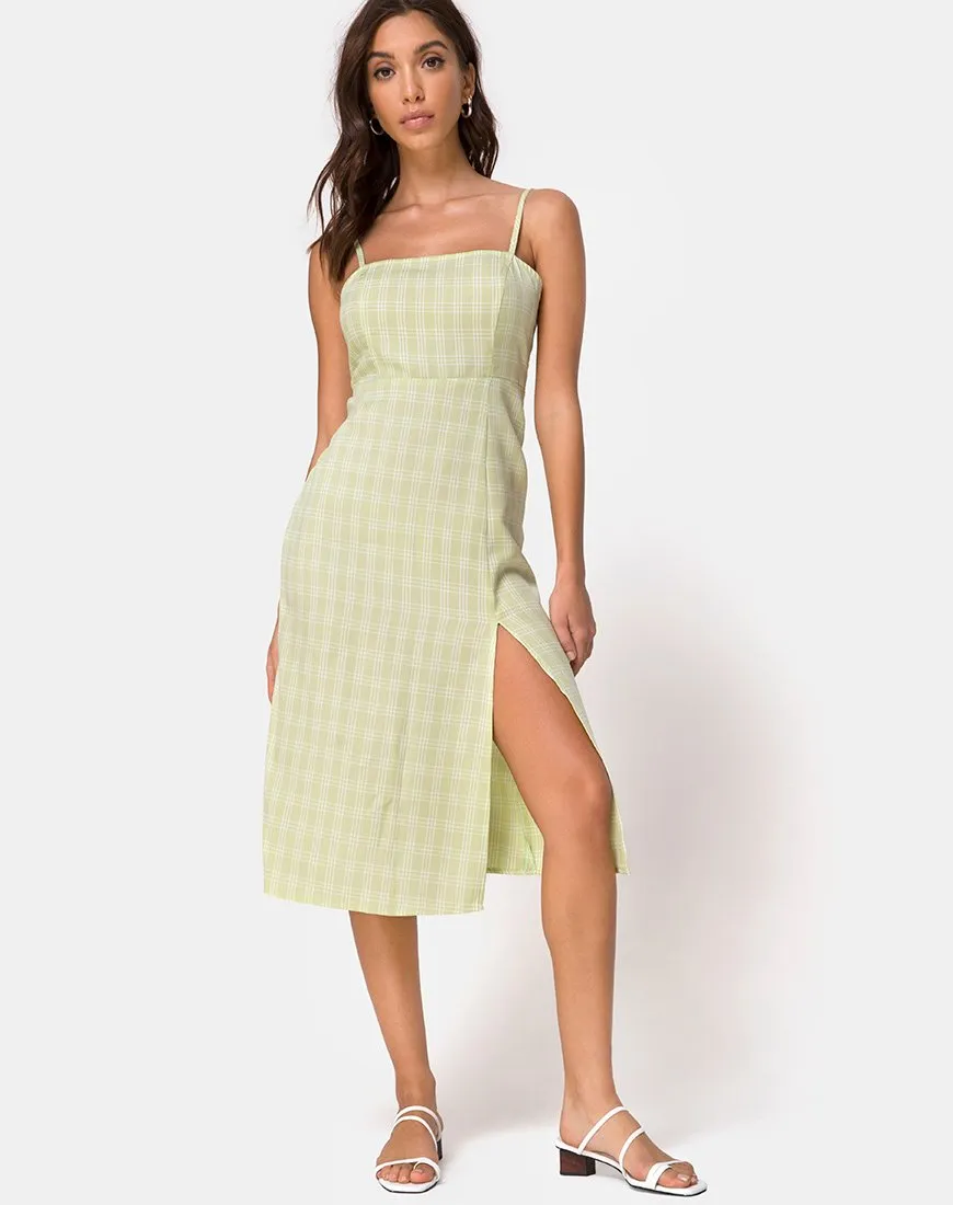 Kaoya Midi Dress in Sage Check