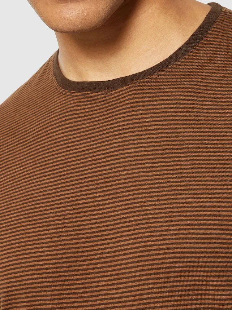 KCA 1010053 Regular striped basic t-shirt 8035 dark brown stripe men