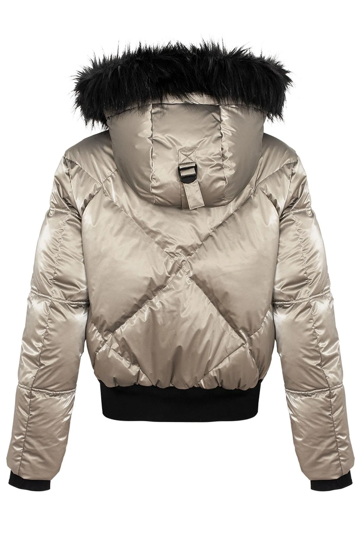 Kelly Sydney Down Ski Jacket in Gold with Fur