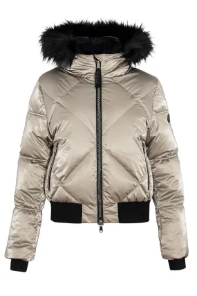 Kelly Sydney Down Ski Jacket in Gold with Fur