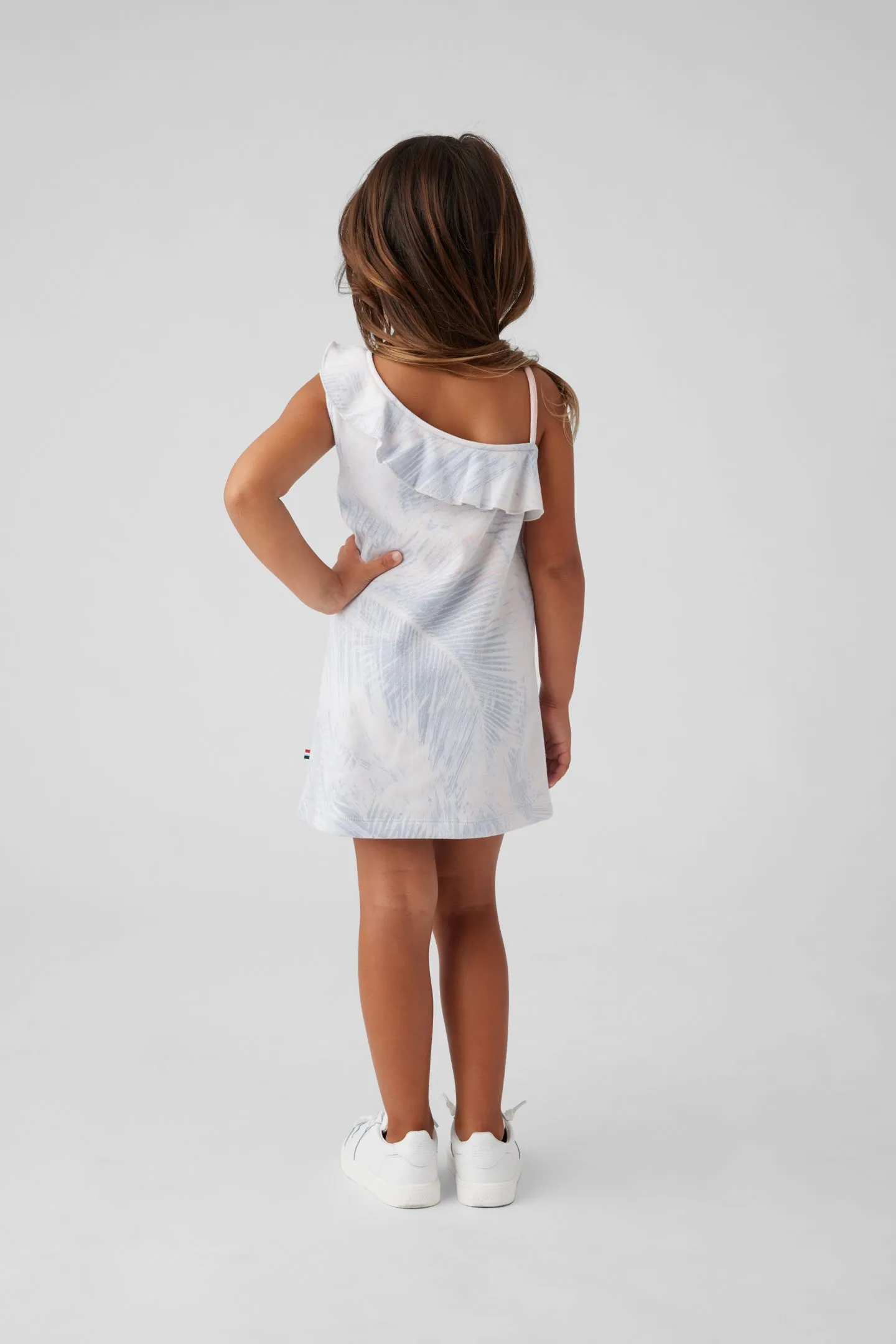 Kids One Shoulder Mini Ruffle Dress