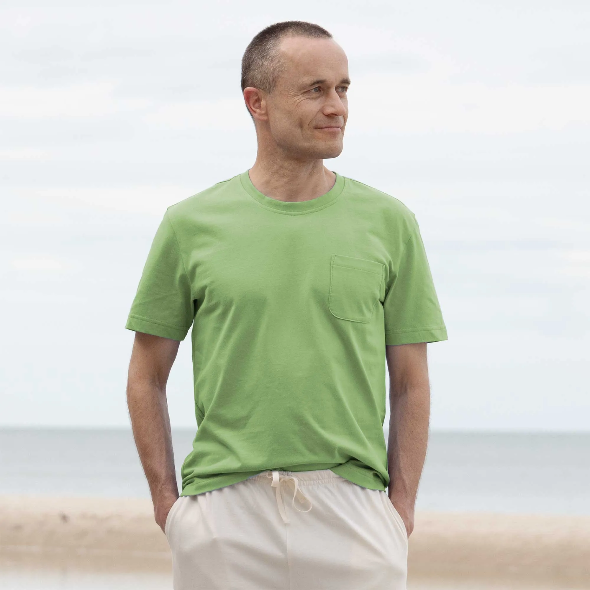 LAKEFOREST 100% Organic Cotton Luxury Pocket T-Shirt (No Latex, 100% Biodegradable OC Thread Option) (Unisex)