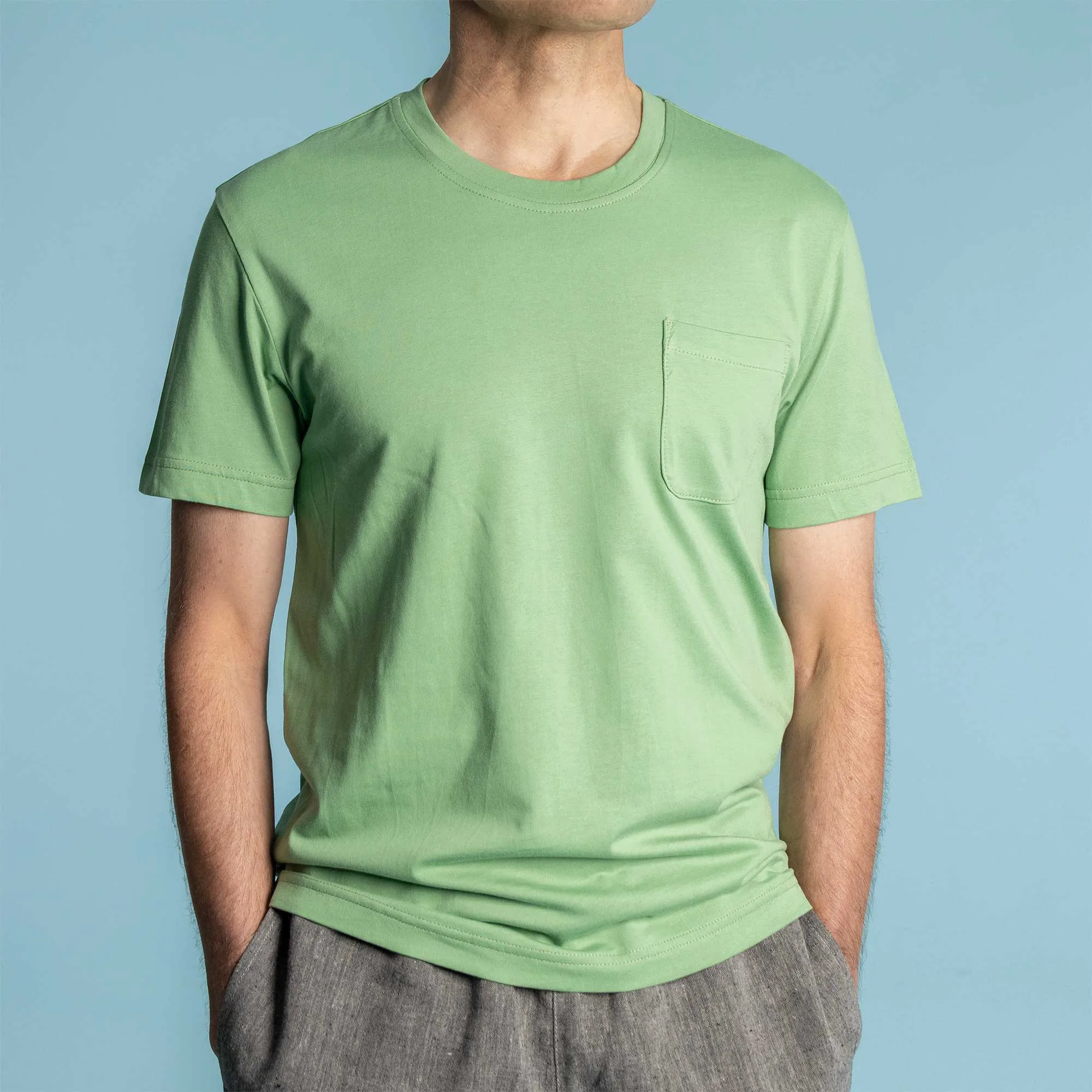 LAKEFOREST 100% Organic Cotton Luxury Pocket T-Shirt (No Latex, 100% Biodegradable OC Thread Option) (Unisex)