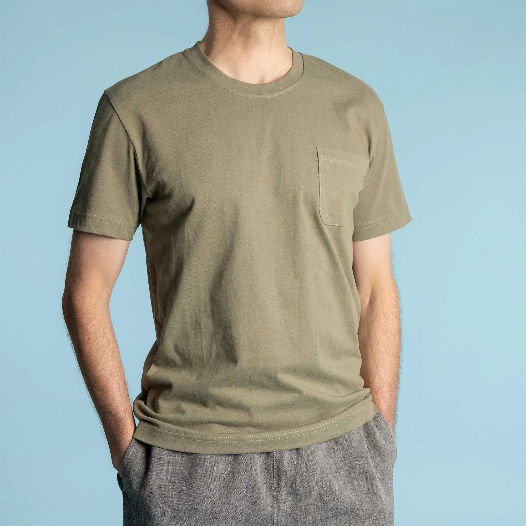 LAKEFOREST 100% Organic Cotton Luxury Pocket T-Shirt (No Latex, 100% Biodegradable OC Thread Option) (Unisex)