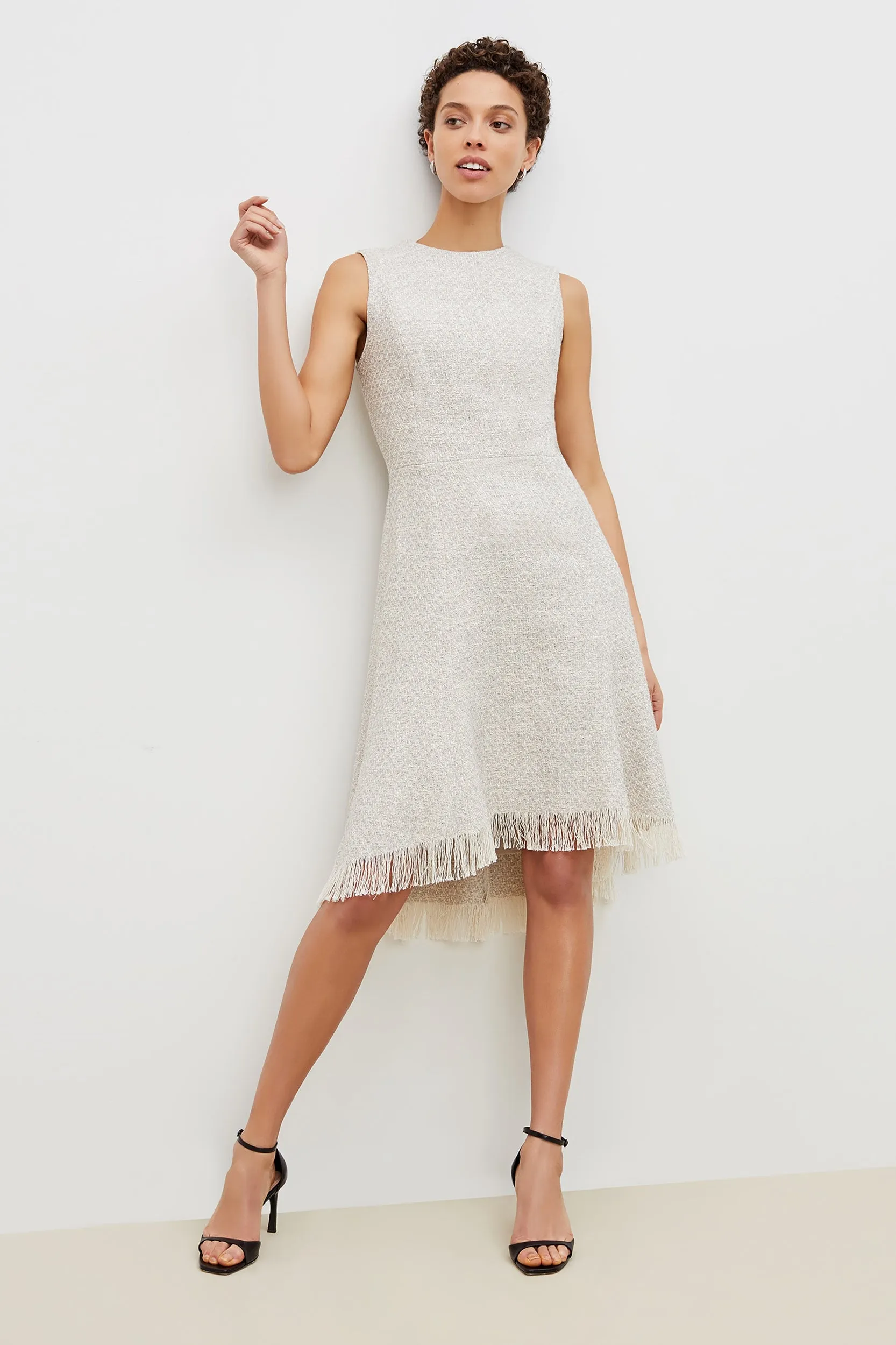 Lindsay Dress - Cotton Boucle :: Sea Salt / Ivory