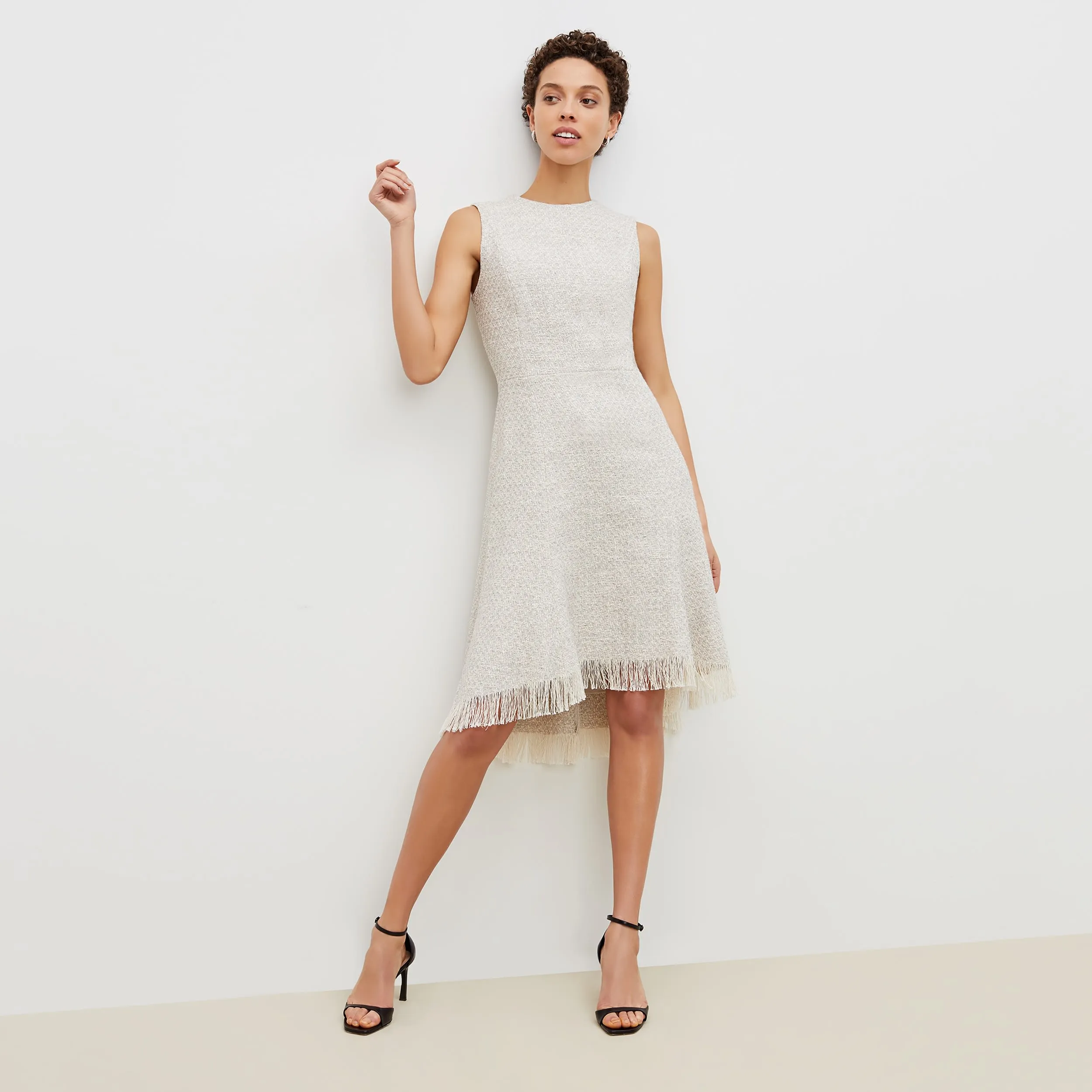 Lindsay Dress - Cotton Boucle :: Sea Salt / Ivory