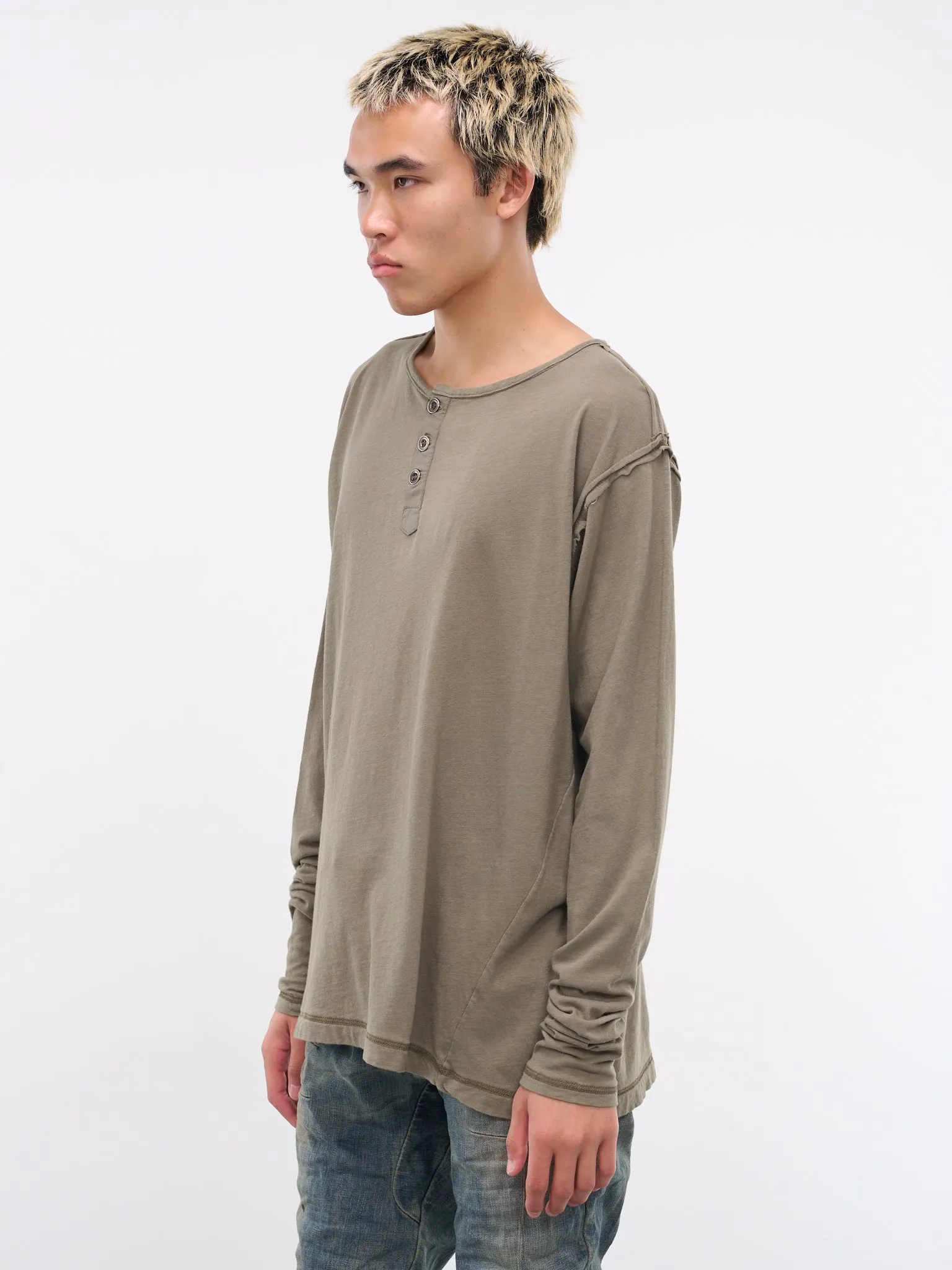 Long Sleeve Henley (JM101-OLIVE)