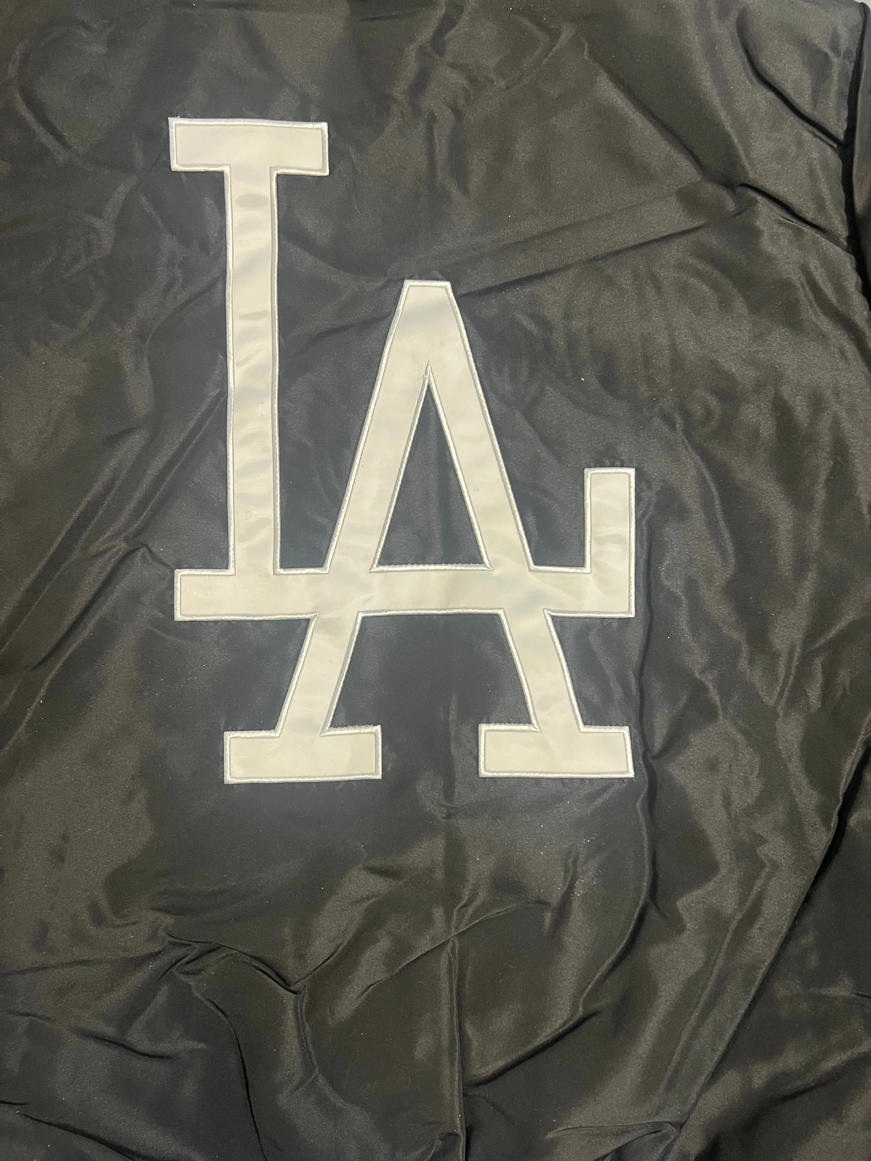 Los Angeles Dodgers Varsity Full-Snap Reversible Satin Bomber Jacket - Blue/Black