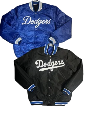 Los Angeles Dodgers Varsity Full-Snap Reversible Satin Bomber Jacket - Blue/Black