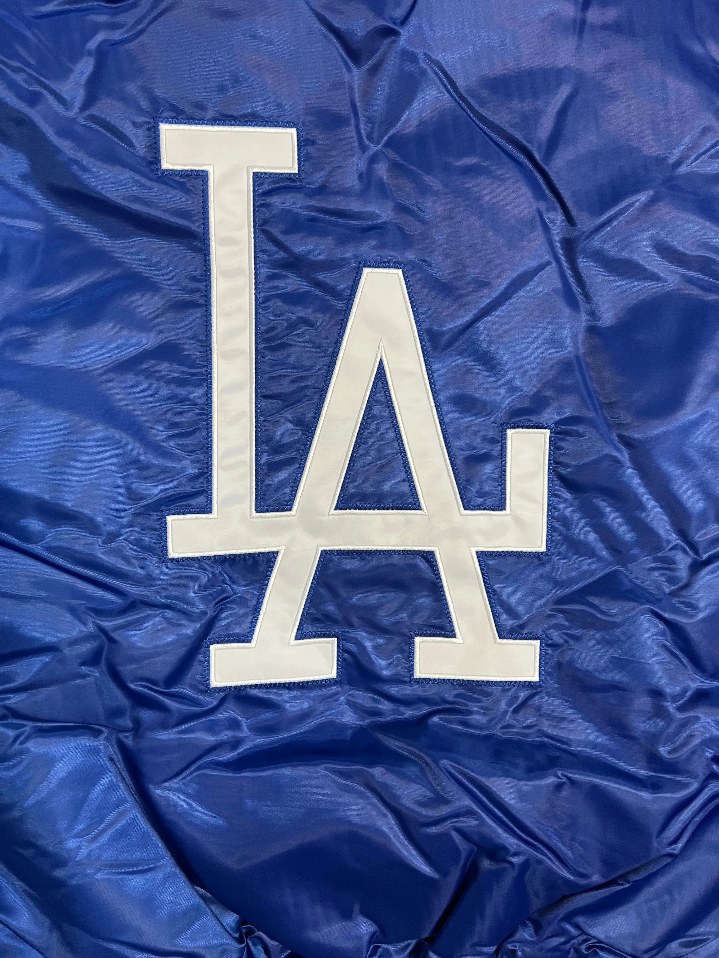 Los Angeles Dodgers Varsity Full-Snap Reversible Satin Bomber Jacket - Blue/Black