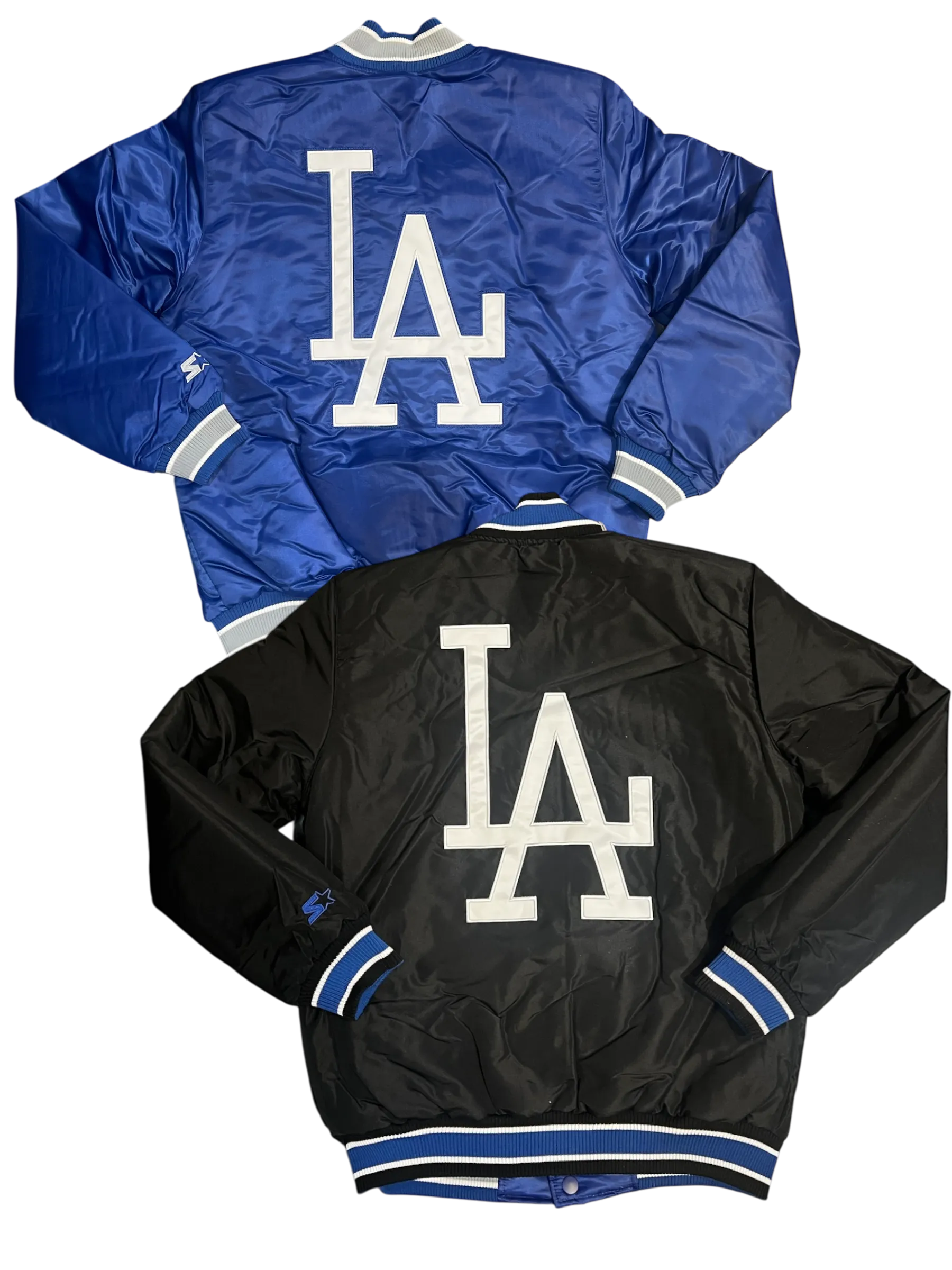 Los Angeles Dodgers Varsity Full-Snap Reversible Satin Bomber Jacket - Blue/Black