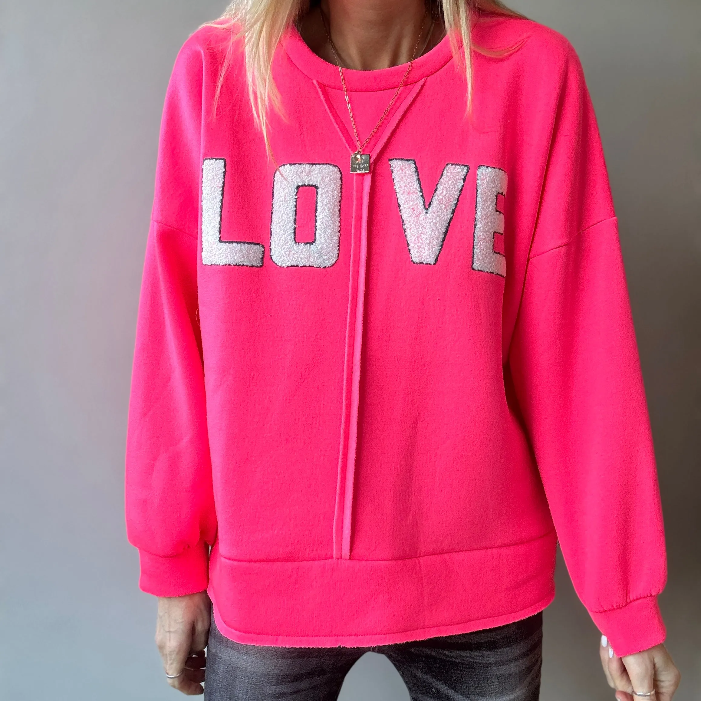 LOVE neon pink sweatshirt *NEW*