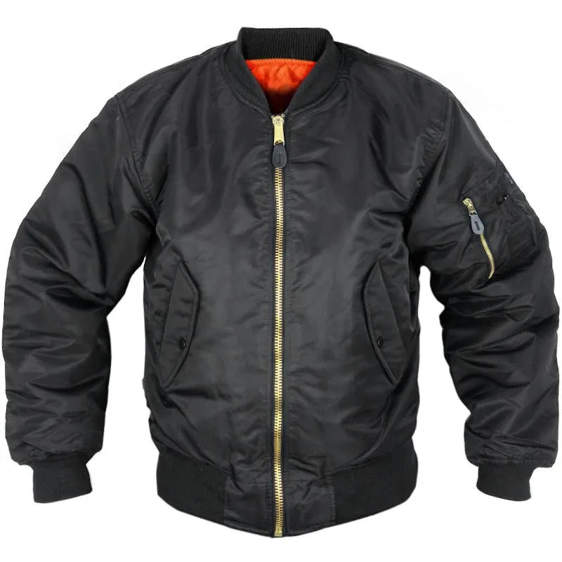 MA-1 Black Flight Jacket - Brass Zip