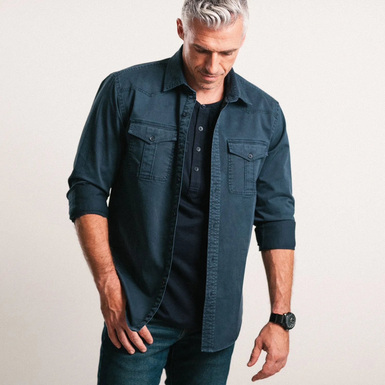 Maker Shirt Jacket – Navy Heavy Weight Cotton Twill