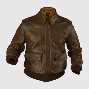 Men’s Authentic A2 Chocolate Brown Leather Flight Pilot Jacket