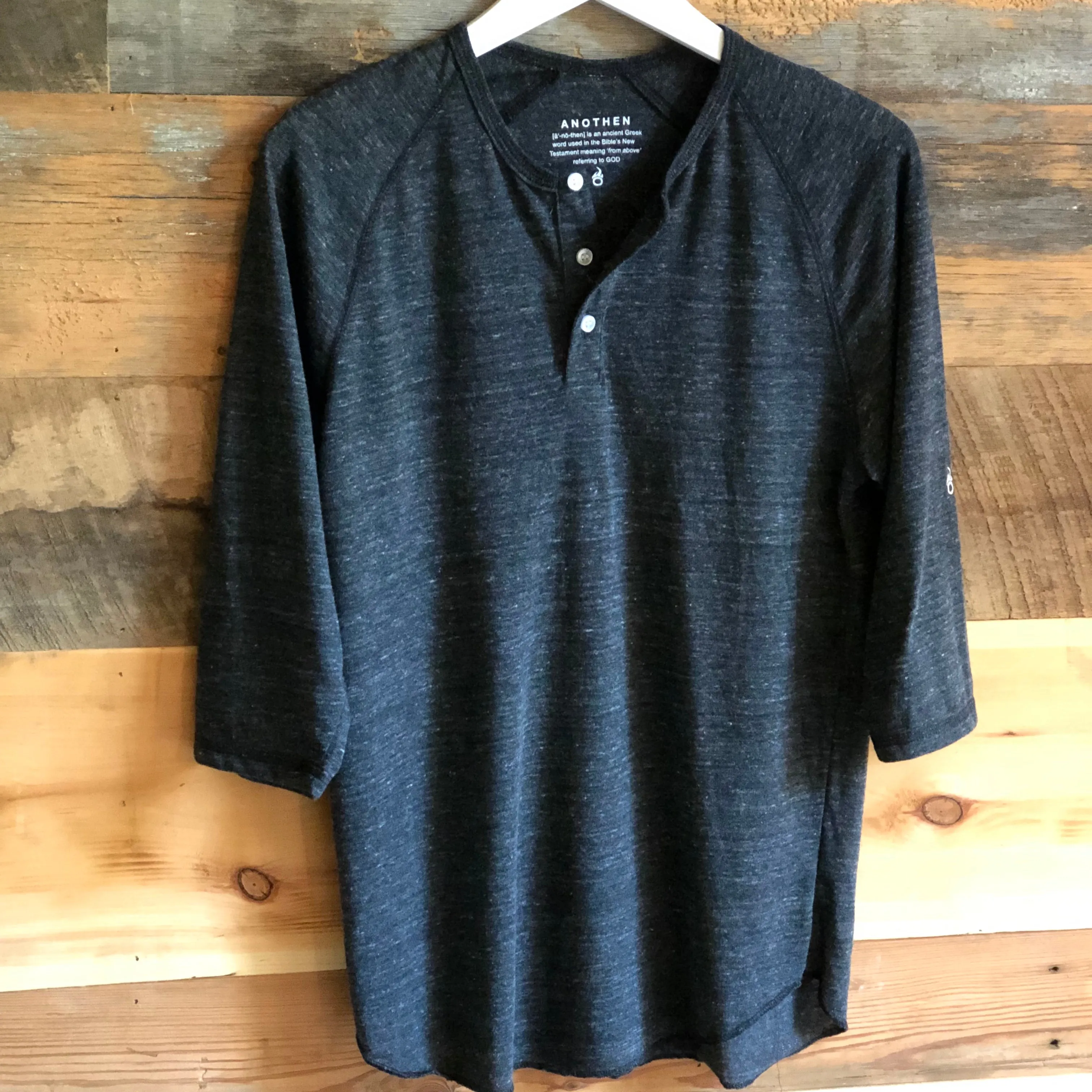 Men's Dark Heather Grey 3/4 Sleeve Henley