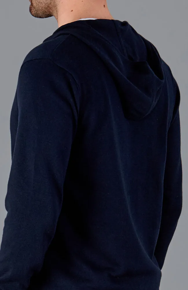 Mens Lightweight Cotton Zip Through Knitted Hoodie