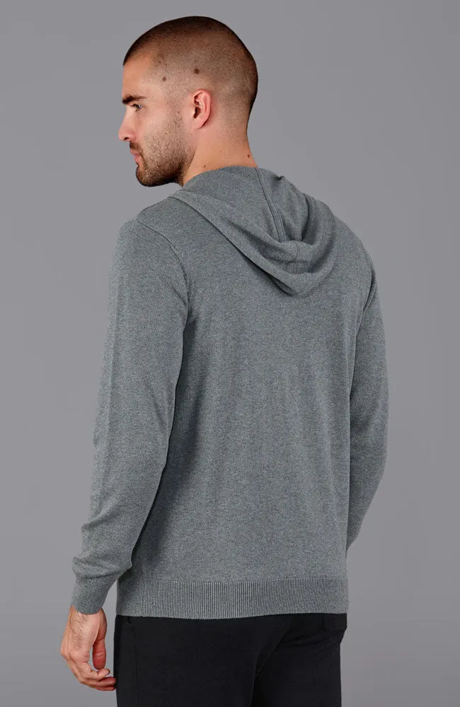 Mens Lightweight Cotton Zip Through Knitted Hoodie