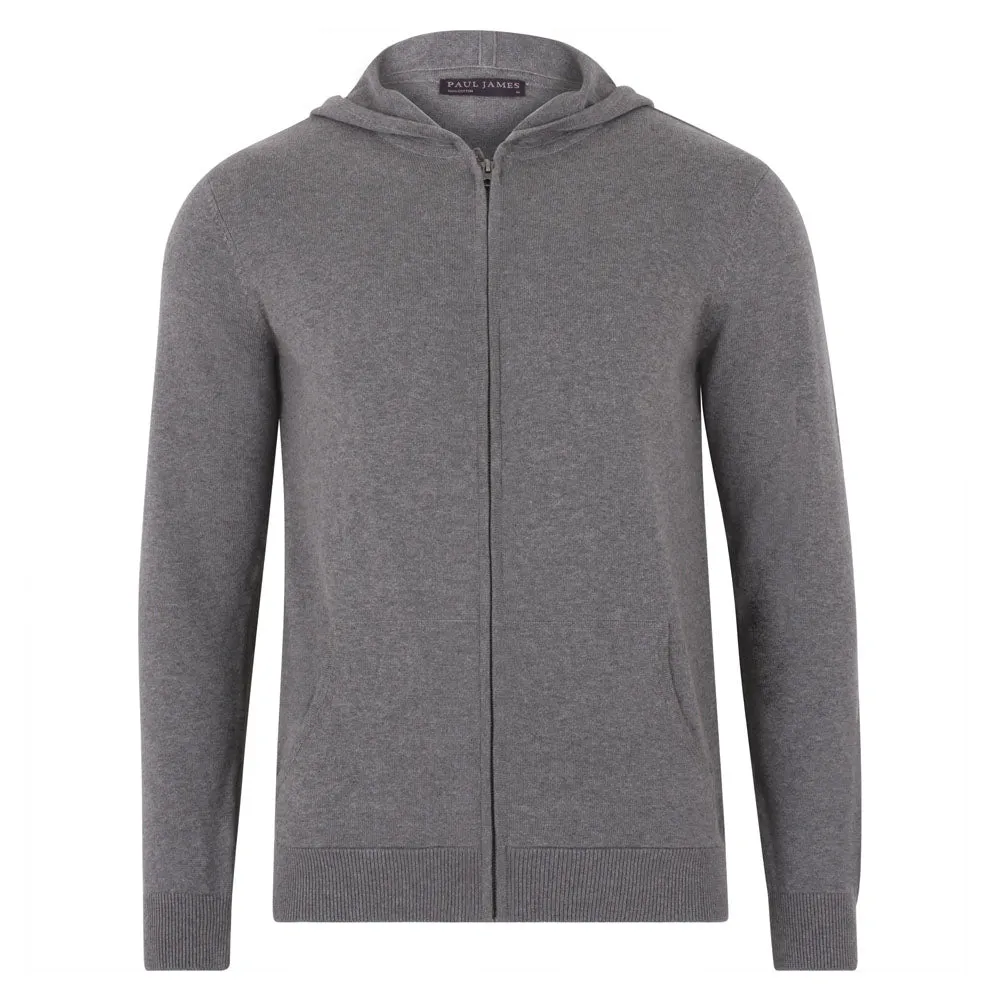 Mens Lightweight Cotton Zip Through Knitted Hoodie