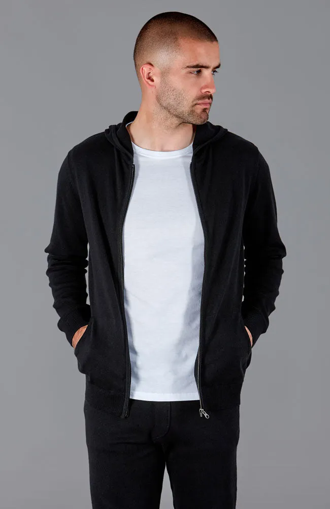 Mens Lightweight Cotton Zip Through Knitted Hoodie