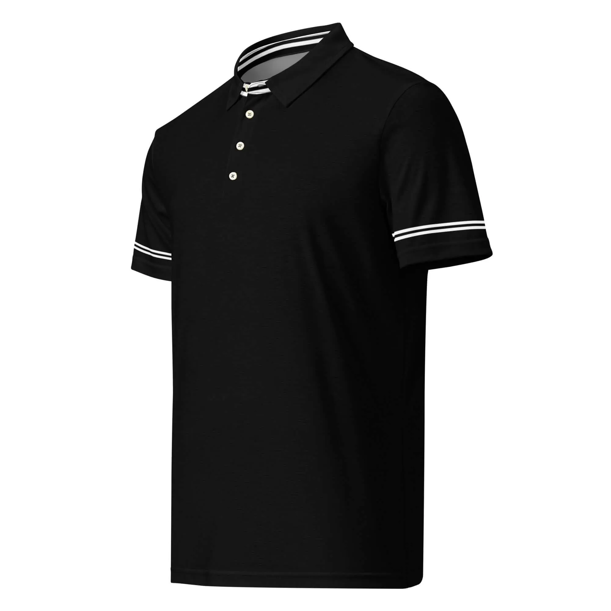 Men’s Slim Fit Polo Shirt in Black White Trim, lioness-love