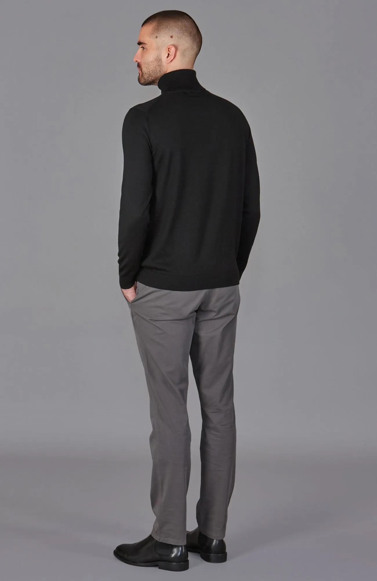 Mens Superfine Merino Silk Roll Neck Jumper