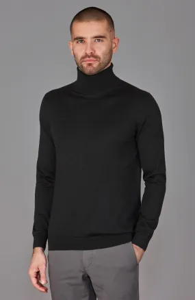 Mens Superfine Merino Silk Roll Neck Jumper