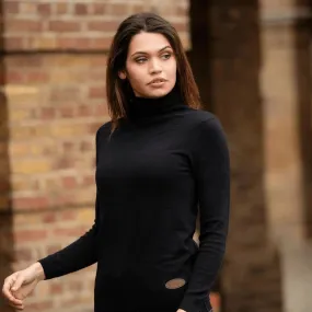 Merino Wool Roll Neck Black Jumper