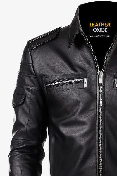 Michael Tom Classic Black Leather Jacket