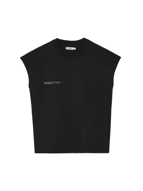 Organic Cotton Cropped Shoulder T-shirt with C-FIBER™ Core—black