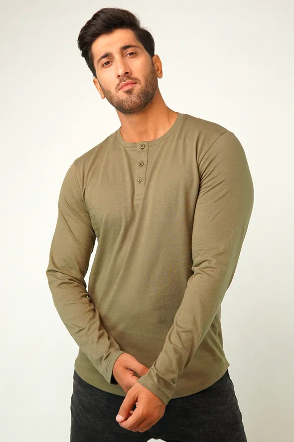 Pack of 3 - Full Sleeve Henley T-Shirt