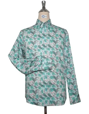 Paisley Shirt - 60s  Style Aqua Paisley Shirt