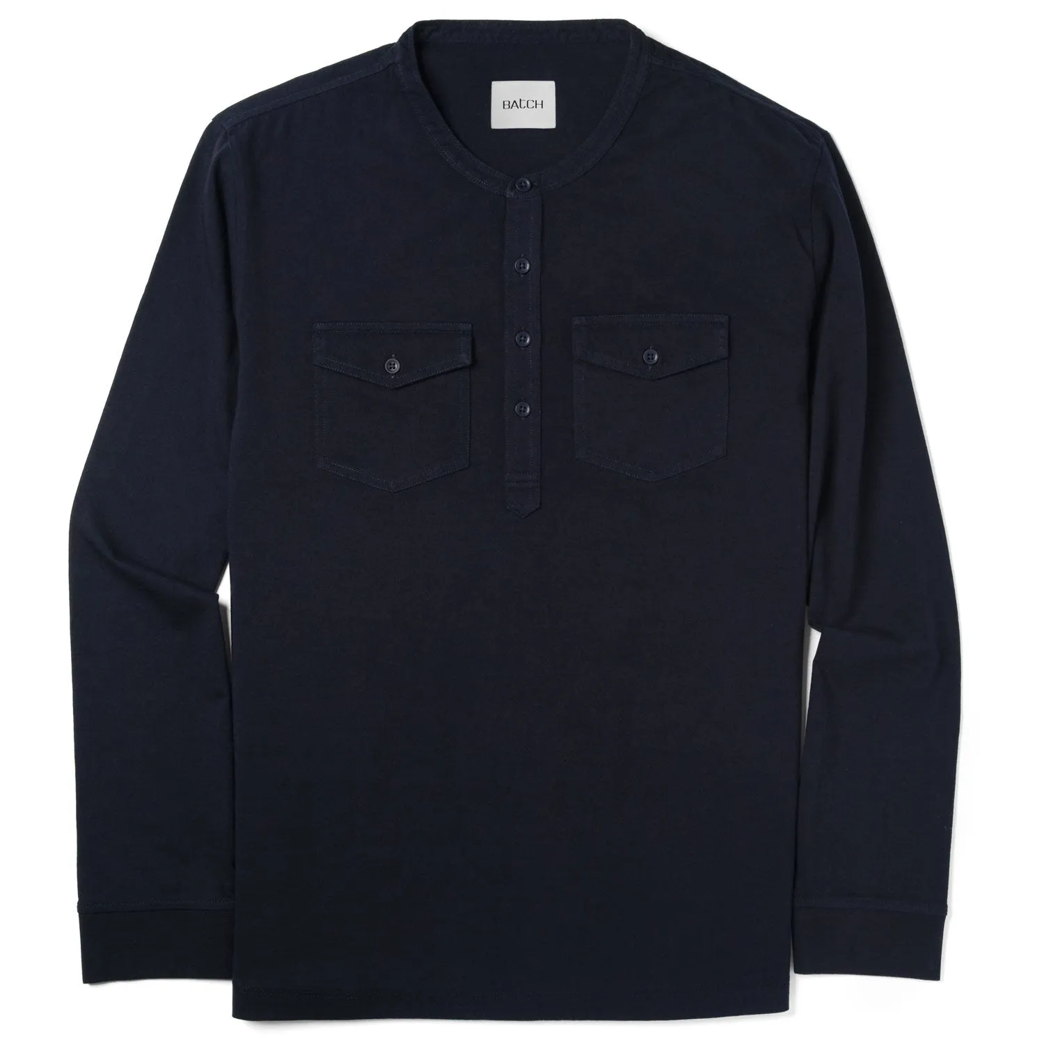 Pioneer Henley Shirt –  Navy Cotton Jersey