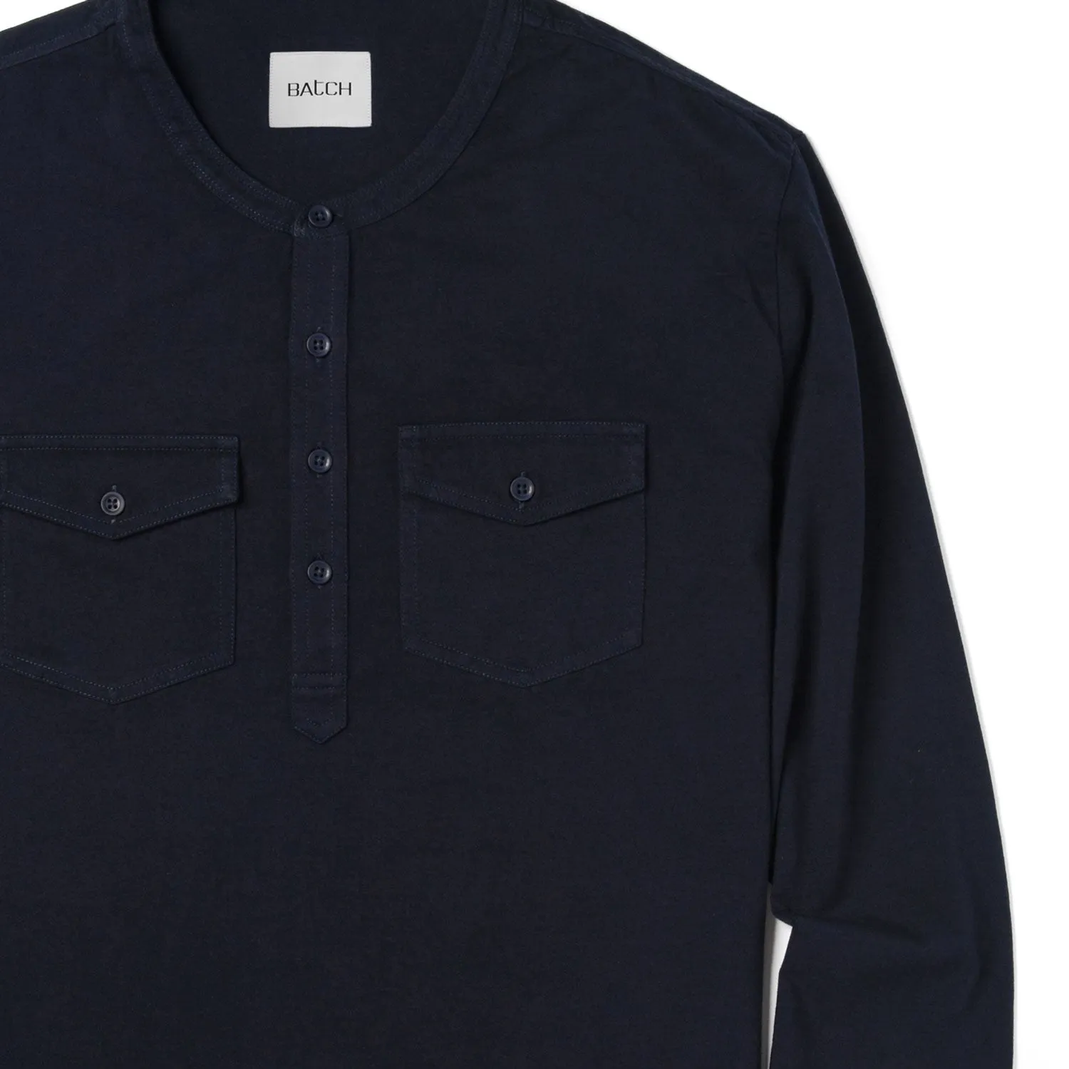 Pioneer Henley Shirt –  Navy Cotton Jersey