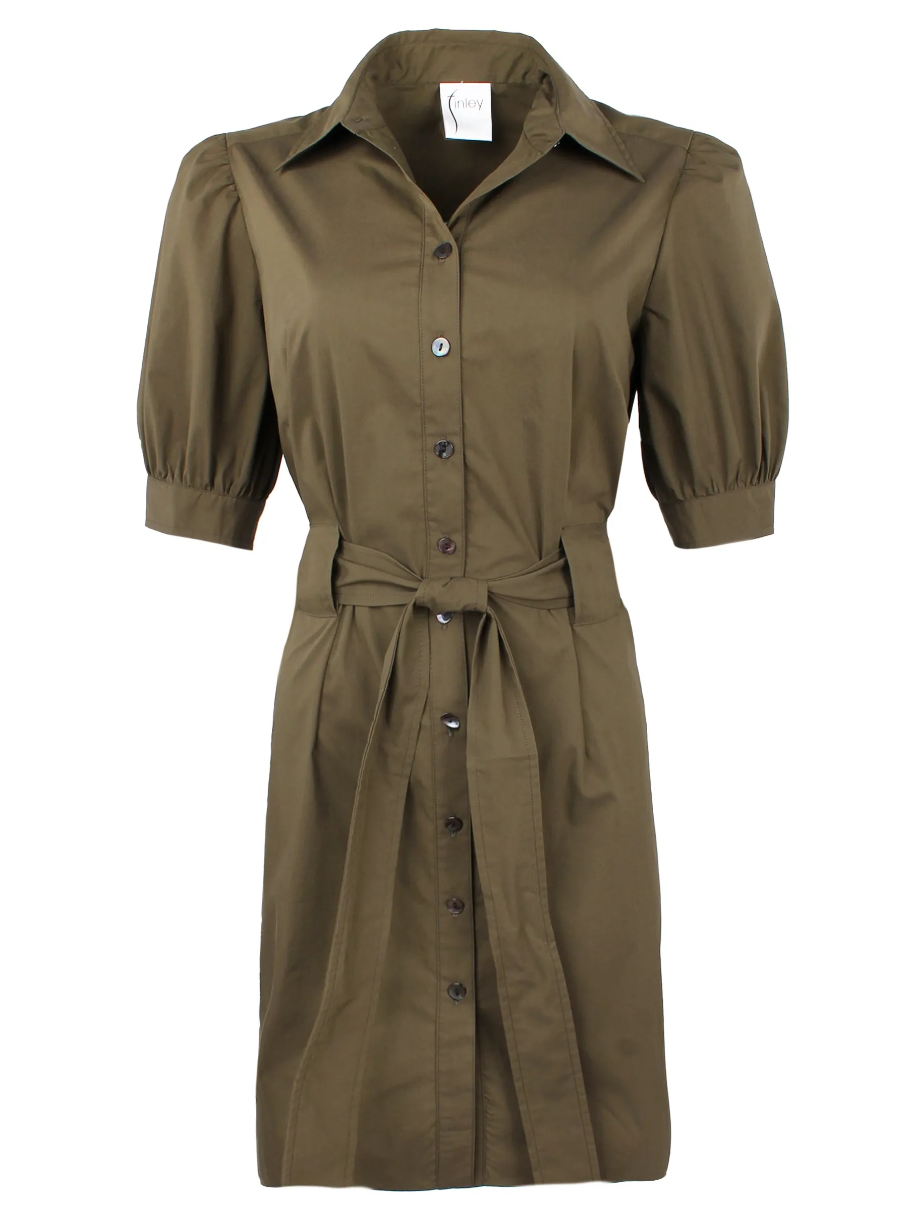 Piper Tie Front Shirt Dress Olive Green Weathercloth